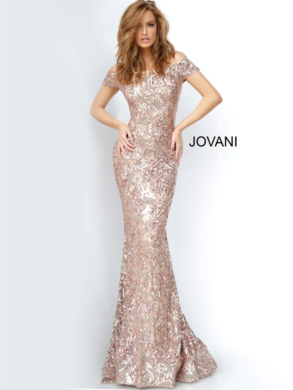 Jovani 1122 Off the Shoulder Sequin Gown NEW WITH TAGS